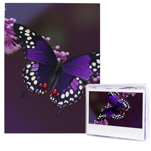 500 Teile Puzzle – Lila Pflaume Schmetterling Puzzles für Erwachsene, herausforderndes Puzzle, personalisiertes Bild, Puzzle, Holzpuzzle, 51,8 x 38,1 cm von Dwrepo