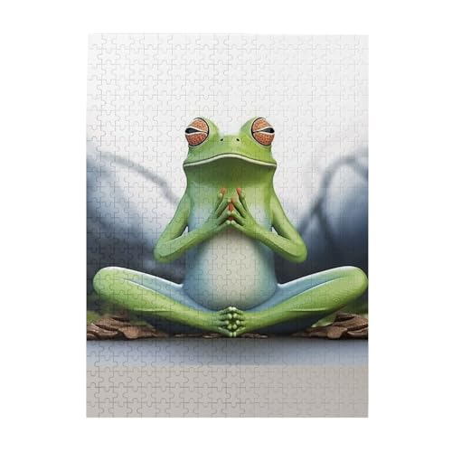 500 Teile Puzzle – Lustige Yoga-Frosch-Puzzles für Erwachsene, herausforderndes Puzzle, personalisiertes Bild, Puzzle, Holzpuzzle, 51,8 x 38,1 cm von Dwrepo