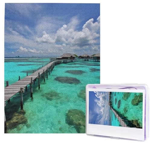 500 Teile Puzzle – Malediven Landschaft Puzzles für Erwachsene, herausforderndes Puzzle, personalisiertes Bild, Puzzle, Holzpuzzle, 51,8 x 38,1 cm von Dwrepo