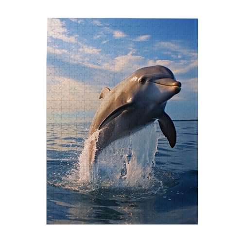 500 Teile Puzzle – Niedliche Delfin-Puzzles für Erwachsene, herausforderndes Puzzle, personalisiertes Bildpuzzle, Holzpuzzle, 51,8 x 38,1 cm von Dwrepo