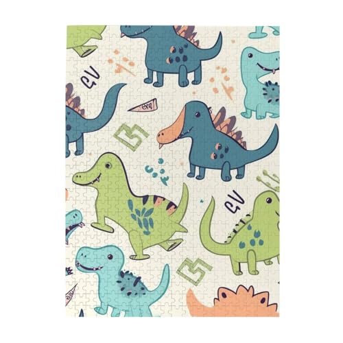 500 Teile Puzzle – Niedliche Dinosaurier-Puzzles für Erwachsene, herausforderndes Puzzle, personalisiertes Bildpuzzle, Holzpuzzle, 51,8 x 38,1 cm von Dwrepo
