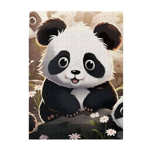 500 Teile Puzzle – Niedliche Panda-Tierpuzzles für Erwachsene, herausforderndes Puzzle, personalisiertes Bildpuzzle, Holzpuzzle, 51,8 x 38,1 cm von Dwrepo