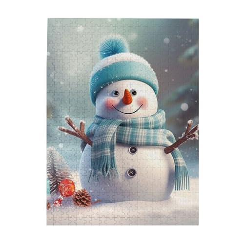 500 Teile Puzzle – Niedliche Schneemann-Puzzles für Erwachsene, herausforderndes Puzzle, personalisiertes Bildpuzzle, Holzpuzzle, 51,8 x 38,1 cm von Dwrepo