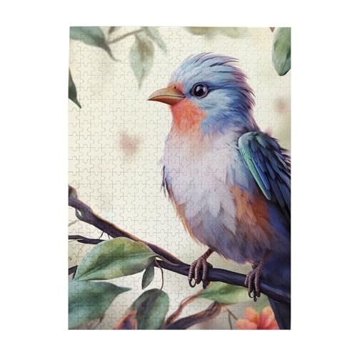 500 Teile Puzzle – Niedliche Vogel-Puzzles für Erwachsene, herausforderndes Puzzle, personalisiertes Bildpuzzle, Holzpuzzle, 51,8 x 38,1 cm von Dwrepo