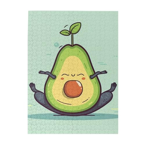 500 Teile Puzzle – Niedliche Yoga-Avocado-Puzzles für Erwachsene, herausforderndes Puzzle, personalisiertes Bild, Holzpuzzle, 51,8 x 38,1 cm von Dwrepo