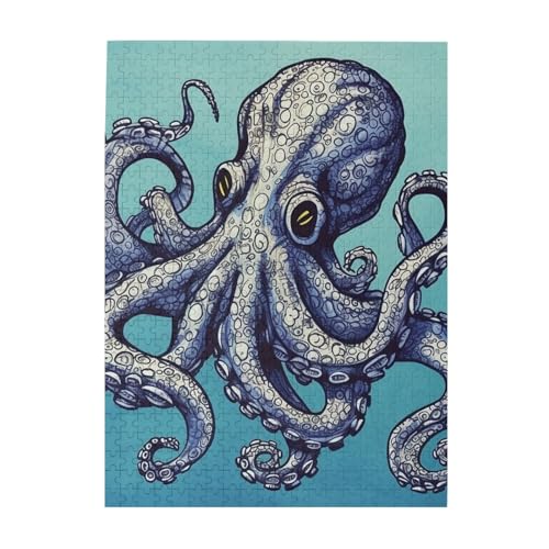 500 Teile Puzzle – Oktopus-Design Puzzles für Erwachsene, herausforderndes Puzzle, personalisiertes Bildpuzzle, Holzpuzzle, 51,8 x 38,1 cm von Dwrepo