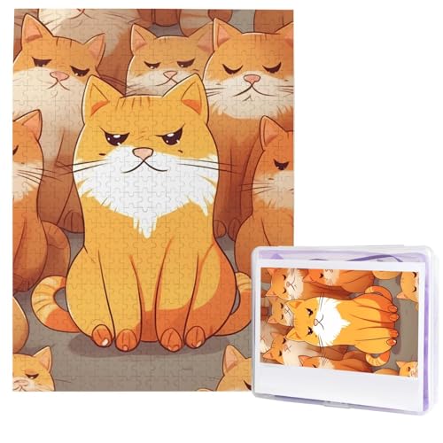 500 Teile Puzzle – Orange Katzen Puzzles für Erwachsene, herausforderndes Puzzle, personalisiertes Bild, Holzpuzzle, 51,8 x 38,1 cm von Dwrepo