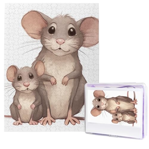 500 Teile Puzzle – Ratten-Puzzles für Erwachsene, herausforderndes Puzzle, personalisiertes Bildpuzzle, Holzpuzzle, 51,8 x 38,1 cm von Dwrepo