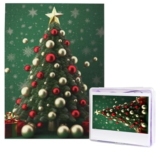 500 Teile Puzzle – Runde Kugel Weihnachtsbaum Puzzles für Erwachsene, herausforderndes Puzzle, personalisiertes Bild, Puzzle, Holzpuzzle, 51,8 x 38,1 cm von Dwrepo