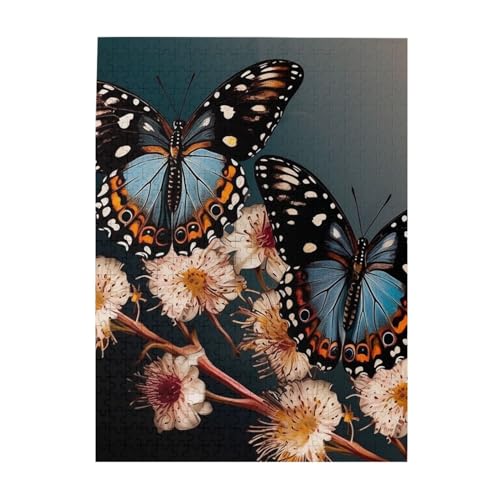 500 Teile Puzzle – Schmetterlings-Blumen-Puzzles für Erwachsene, herausforderndes Puzzle, personalisiertes Bildpuzzle, Holzpuzzle, 51,8 x 38,1 cm von Dwrepo