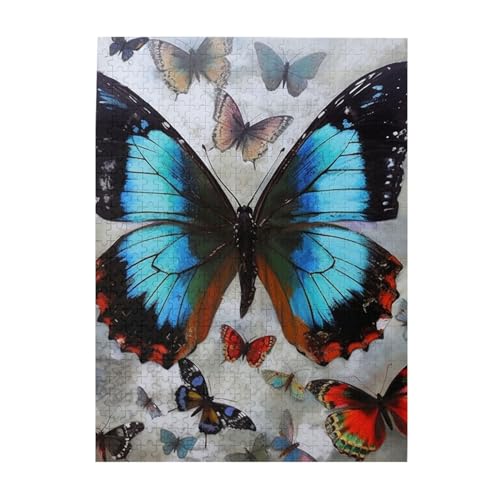 500 Teile Puzzle – Schmetterlingspuzzles für Erwachsene, herausforderndes Puzzle, personalisiertes Bildpuzzle, Holzpuzzle, 51,8 x 38,1 cm von Dwrepo
