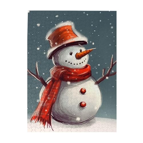 500 Teile Puzzle – Schneemann-Puzzles für Erwachsene, herausforderndes Puzzle, personalisiertes Bildpuzzle, Holzpuzzle, 51,8 x 38,1 cm von Dwrepo