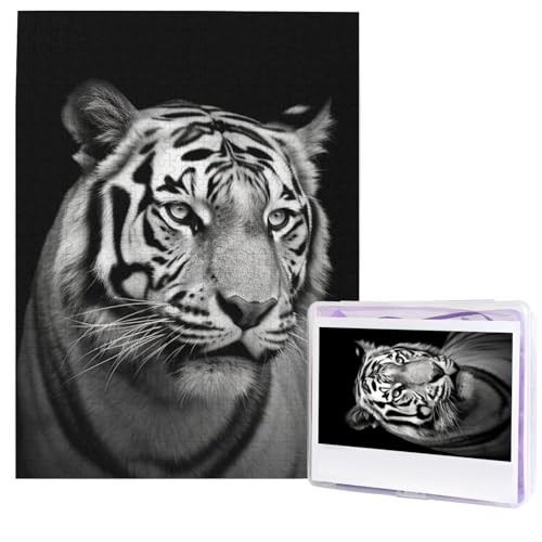 500 Teile Puzzle – Schwarz-Weiß-Tiger-Puzzles für Erwachsene, herausforderndes Puzzle, personalisiertes Bildpuzzle, Holzpuzzle, 51,8 x 38,1 cm von Dwrepo