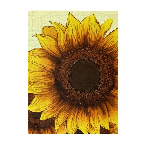 500 Teile Puzzle – Sonnenblumen-Hintergrundpuzzles für Erwachsene, herausforderndes Puzzle, personalisiertes Bildpuzzle, Holzpuzzle, 51,8 x 38,1 cm von Dwrepo