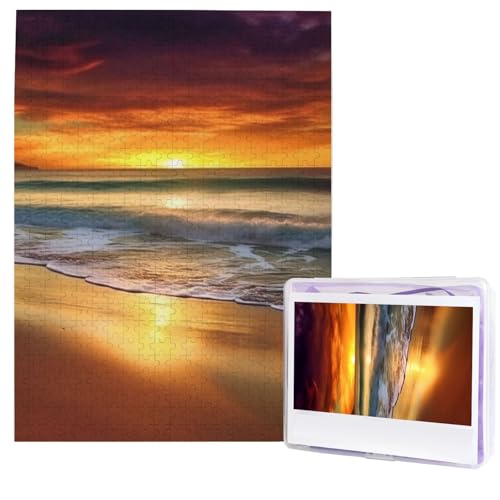 500 Teile Puzzle – Sonnenuntergang Strand Puzzles für Erwachsene, herausforderndes Puzzle, personalisiertes Bildpuzzle, Holzpuzzle, 51,8 x 38,1 cm von Dwrepo