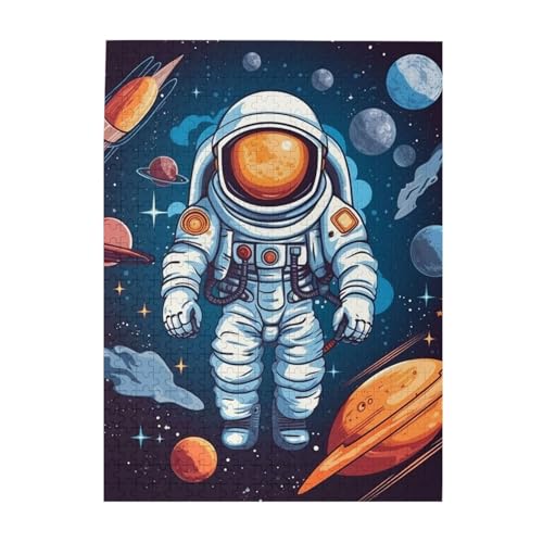 500 Teile Puzzle – Universum Astronaut Rakete Galaxie Puzzles für Erwachsene, herausforderndes Puzzle, personalisiertes Bild, Puzzle, Holzpuzzle, 51,8 x 38,1 cm von Dwrepo