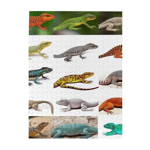 500 Teile Puzzle – Verschiedene Arten von Eidechsen-Puzzles für Erwachsene, herausforderndes Puzzle, personalisiertes Bildpuzzle, Holzpuzzle, 51,8 x 38,1 cm von Dwrepo