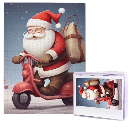 500 Teile Puzzle – Weihnachtsmann auf Roller, Puzzles für Erwachsene, herausforderndes Puzzle, personalisiertes Bild, Puzzle, Holzpuzzle, 51,8 x 38,1 cm von Dwrepo