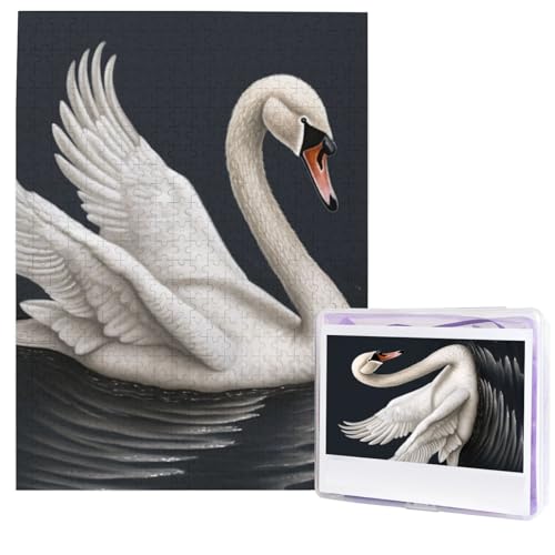 500 Teile Puzzle – Weißer Schwan Puzzles für Erwachsene, herausforderndes Puzzle, personalisiertes Bildpuzzle, Holzpuzzle, 51,8 x 38,1 cm von Dwrepo