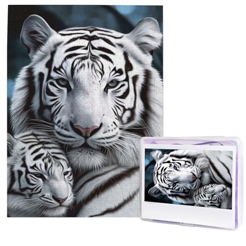 500 Teile Puzzle – Weißer Tiger Puzzles für Erwachsene, herausforderndes Puzzle, personalisiertes Bildpuzzle, Holzpuzzle, 51,8 x 38,1 cm von Dwrepo