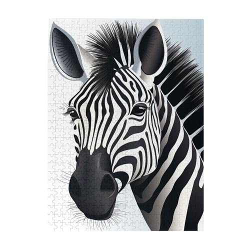 500 Teile Puzzle – Zebra-Puzzles für Erwachsene, herausforderndes Puzzle, personalisiertes Bild, Puzzle, Holzpuzzle, 51,8 x 38,1 cm von Dwrepo