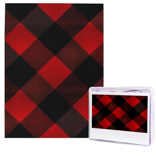 500 Teile Puzzle – karierte rote und schwarze Puzzles für Erwachsene, herausforderndes Puzzle, personalisiertes Bildpuzzle, Holzpuzzle, 51,8 x 38,1 cm von Dwrepo