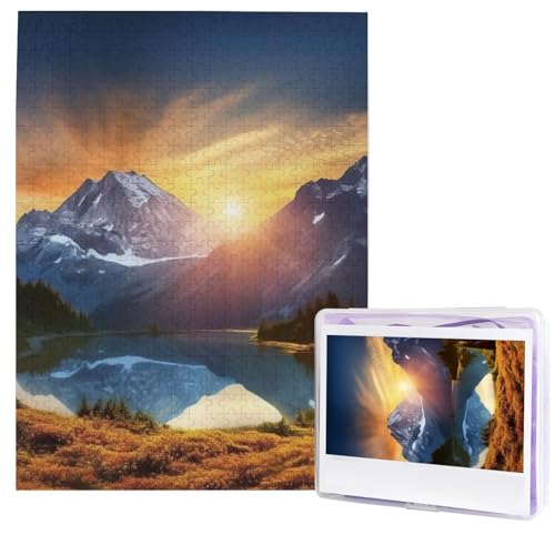 500-teiliges Puzzle – Berg-Sonnenaufgang-Puzzles für Erwachsene, herausforderndes Puzzle, personalisiertes Bildpuzzle, Holzpuzzle, 51,8 x 38,1 cm von Dwrepo