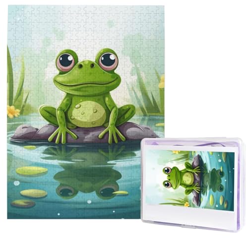 500-teiliges Puzzle – Frosch im Teich, Puzzles für Erwachsene, herausforderndes Puzzle, personalisiertes Bildpuzzle, Holzpuzzle, 51,8 x 38,1 cm von Dwrepo