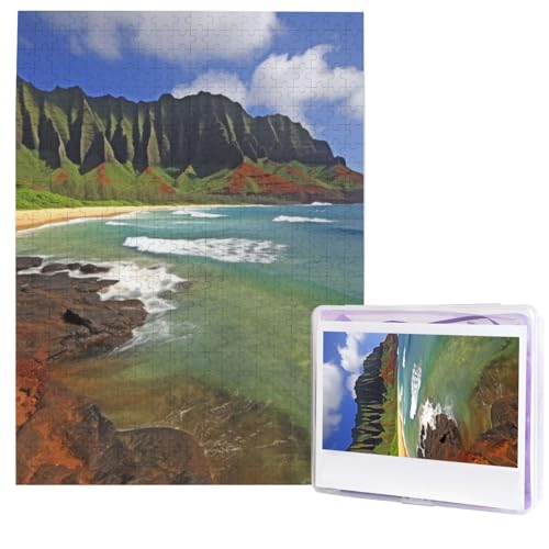 500-teiliges Puzzle – Kauai Hawaii Seashore Puzzles für Erwachsene, herausforderndes Puzzle, personalisiertes Bild, Puzzle, Holzpuzzle, 51,8 x 38,1 cm von Dwrepo