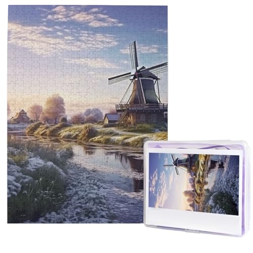 500-teiliges Puzzle – Landschaft mit einer traditionellen Windmühle, Puzzles für Erwachsene, herausforderndes Puzzle, personalisiertes Bild, Puzzle, Holzpuzzle, 51,8 x 38,1 cm von Dwrepo