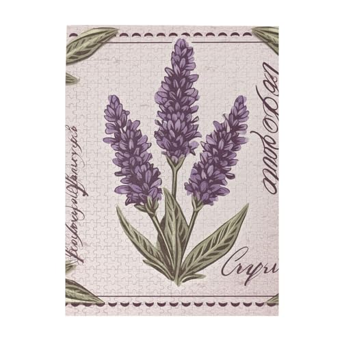 500-teiliges Puzzle – Lavendel-Stempel-Puzzles für Erwachsene, herausforderndes Puzzle, personalisiertes Bildpuzzle, Holzpuzzle, 51,8 x 38,1 cm von Dwrepo