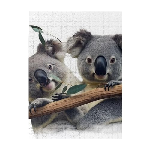 500-teiliges Puzzle – Lustige Koalas-Puzzles für Erwachsene, herausforderndes Puzzle, personalisiertes Bildpuzzle, Holzpuzzle, 51,8 x 38,1 cm von Dwrepo