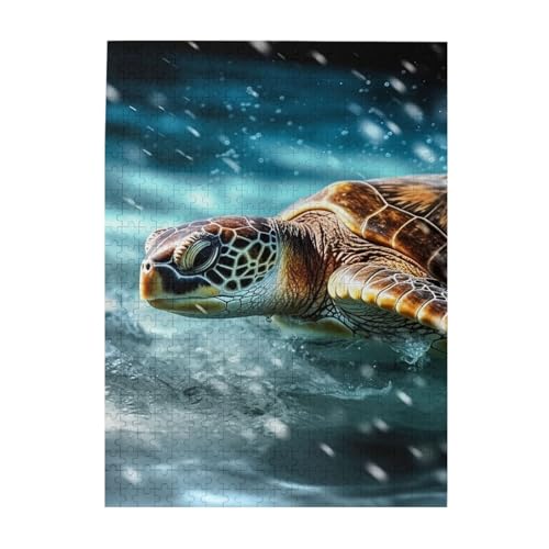 500-teiliges Puzzle – Meeresschildkröten-Puzzles für Erwachsene, herausforderndes Puzzle, personalisiertes Bildpuzzle, Holzpuzzle, 51,8 x 38,1 cm von Dwrepo