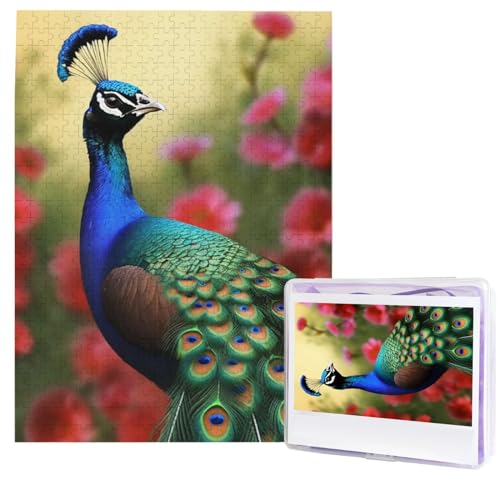 500-teiliges Puzzle – Pfauenblumen-Puzzles für Erwachsene, herausforderndes Puzzle, personalisiertes Bildpuzzle, Holzpuzzle, 51,8 x 38,1 cm von Dwrepo