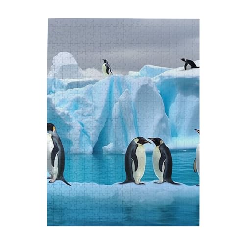 500-teiliges Puzzle – Pinguine auf dem Eisberg Puzzles für Erwachsene, herausforderndes Puzzle, personalisiertes Bild, Puzzle, Holzpuzzle, 51,8 x 38,1 cm von Dwrepo