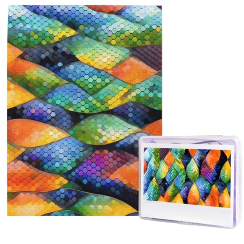 500-teiliges Puzzle – Regenbogenfischschuppen-Puzzles für Erwachsene, herausforderndes Puzzle, personalisiertes Bildpuzzle, Holzpuzzle, 51,8 x 38,1 cm von Dwrepo