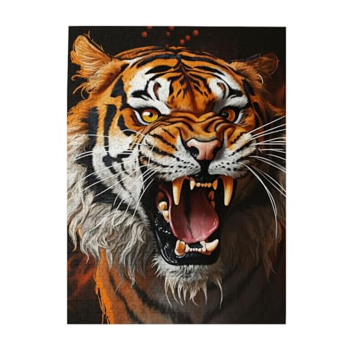 500-teiliges Puzzle – Roaring Tiger Puzzles für Erwachsene, herausforderndes Puzzle, personalisiertes Bild, Puzzle, Holzpuzzle, 51,8 x 38,1 cm von Dwrepo