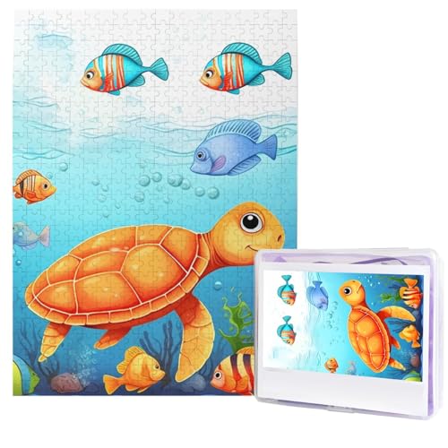 500-teiliges Puzzle – Schildkröten- und Fisch-Puzzles für Erwachsene, herausforderndes Puzzle, personalisiertes Bildpuzzle, Holzpuzzle, 51,8 x 38,1 cm von Dwrepo