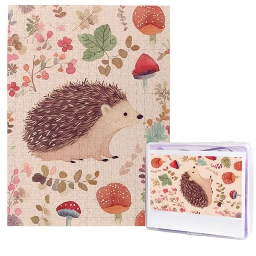 500-teiliges Puzzle – Schöne Igel-Puzzles für Erwachsene, herausforderndes Puzzle, personalisiertes Bildpuzzle, Holzpuzzle, 51,8 x 38,1 cm von Dwrepo