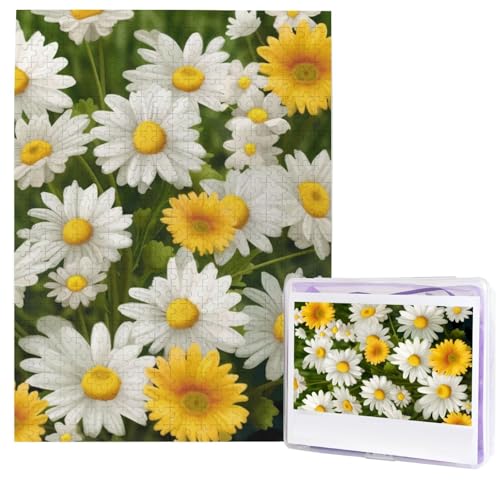 500-teiliges Puzzle – Sommer-Blumen-Gänseblümchen, Blumen-Puzzles für Erwachsene, herausforderndes Puzzle, personalisiertes Bild, Puzzle, Holzpuzzle, 51,8 x 38,1 cm von Dwrepo