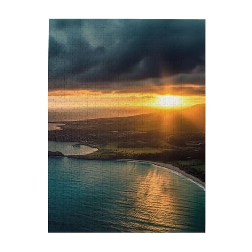 500-teiliges Puzzle – Sonnenaufgang über Hawaii Puzzles für Erwachsene, herausforderndes Puzzle, personalisiertes Bild, Holzpuzzle, 51,8 x 38,1 cm von Dwrepo
