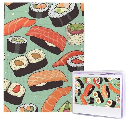 500-teiliges Puzzle – Sushi-Essen-Muster-Puzzles für Erwachsene, herausforderndes Puzzle, personalisiertes Bildpuzzle, Holzpuzzle, 51,8 x 38,1 cm von Dwrepo