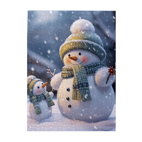 500-teiliges Puzzle – Winter-Schneemann-Puzzles für Erwachsene, herausforderndes Puzzle, personalisiertes Bildpuzzle, Holzpuzzle, 51,8 x 38,1 cm von Dwrepo