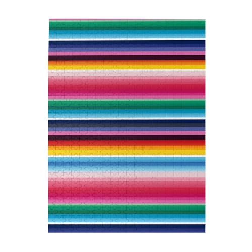 500-teiliges Puzzle – bunte mexikanische Streifen-Puzzles für Erwachsene, herausforderndes Puzzle, personalisiertes Bildpuzzle, Holzpuzzle, 51,8 x 38,1 cm von Dwrepo