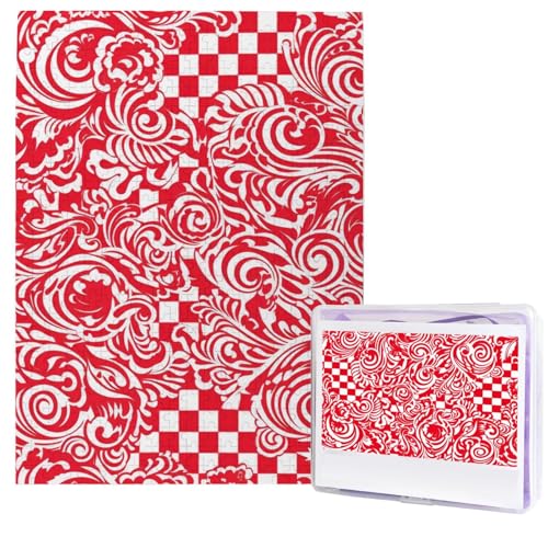 500-teiliges Puzzle – rot-weiße Puzzles für Erwachsene, herausforderndes Puzzle, personalisiertes Bildpuzzle, Holzpuzzle, 51,8 x 38,1 cm von Dwrepo