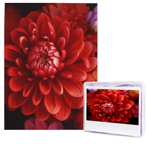 500-teiliges Puzzle – rote schöne Blumenpuzzles für Erwachsene, herausforderndes Puzzle, personalisiertes Bildpuzzle, Holzpuzzle, 51,8 x 38,1 cm von Dwrepo