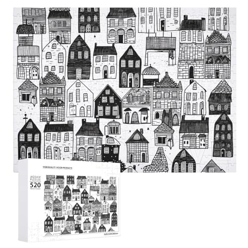 Anime Style House Puzzles Personalisiertes Bilderpuzzle 520 Teile Holzpuzzle Herausforderndes Fotopuzzle für Hochzeit Geburtstag Valentinstag Geschenke 52,1 x 35,6 cm von Dwrepo