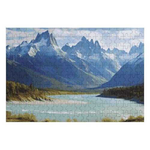 Berge und Flüsse Puzzles Personalisiertes Bilderpuzzle Wohnkultur Wand Holzpuzzle 200 Teile für Erwachsene von Dwrepo