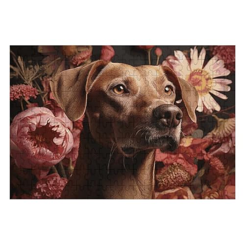 Braune Hunde-Puzzle, personalisiertes Bild, Puzzle, Heimdekoration, Wand-Holz-Puzzle, 200 Teile, für Erwachsene von Dwrepo