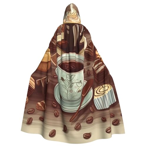 Coffee and Sweets Sugar Chocolate Halloween Hooded Cloak Full Length Adult Vampire Witch Cape for Halloween Cosplay Costumes von Dwrepo